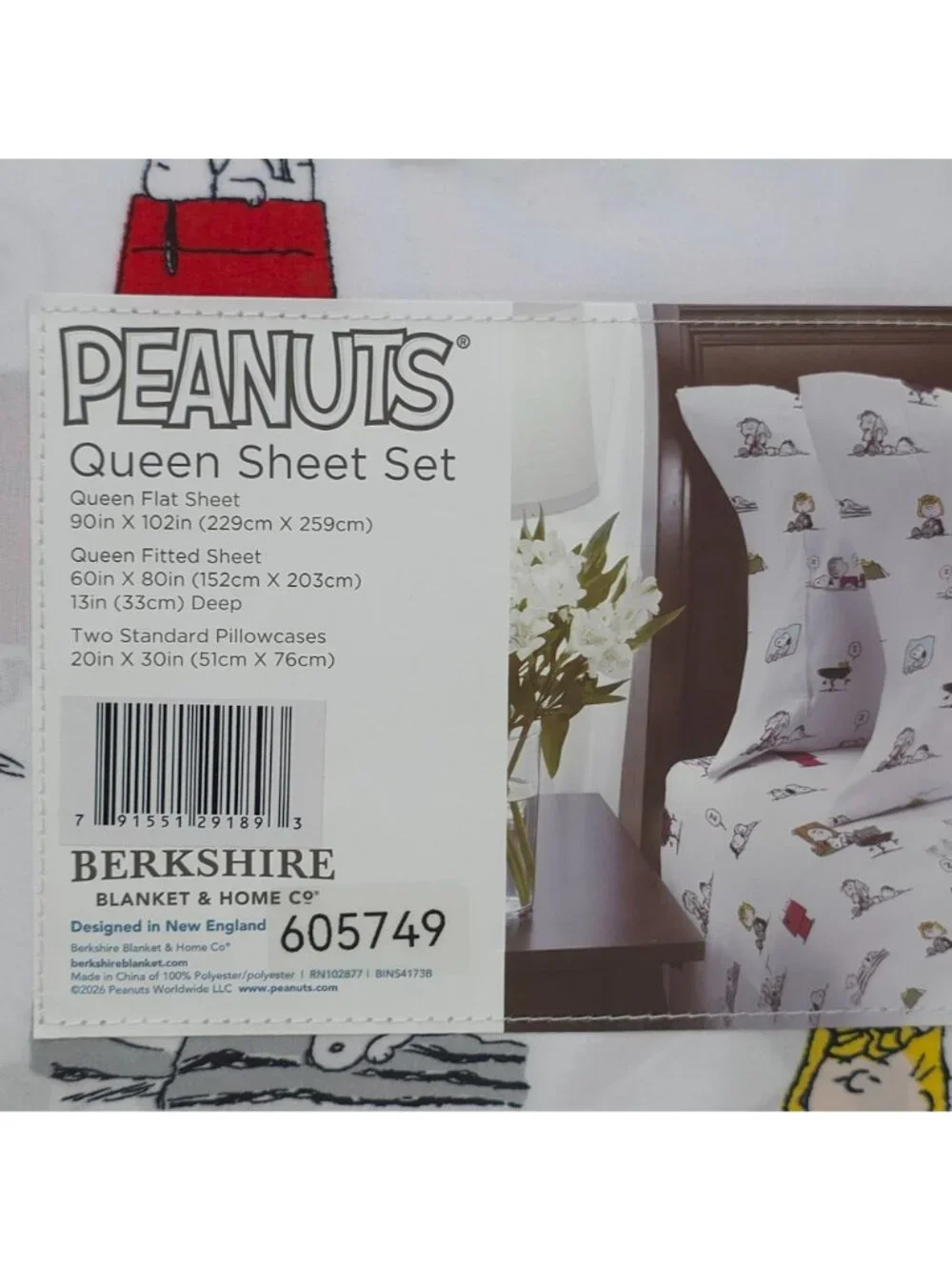 Peanuts Queen Sheet Set By Berkshire Fun Snoopy & Friends Soft Durable Polyester